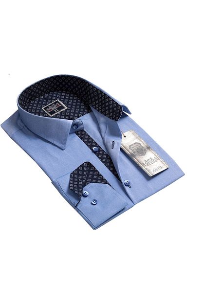 Exve Exclusive Erkek Mavi Lacivert Yaka Detayli Slim Fit Gomlek Trendyol