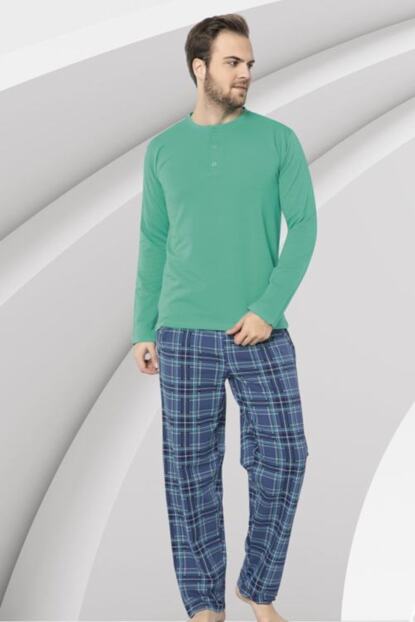 Hayal Uzun Kollu Erkek Pijama Takimi Aydogan 3900 Yesil Renk Erkek Pijamasi Trendyol