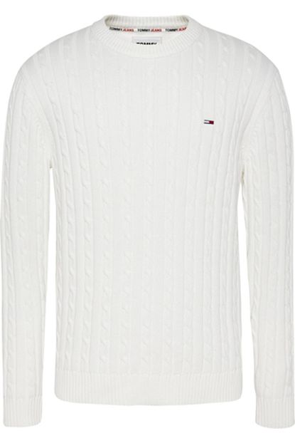 Tommy Hilfiger Erkek Beyaz Essential Cable Kazak Trendyol