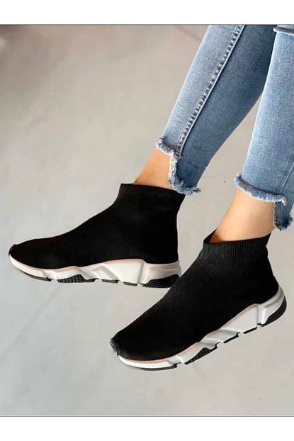 Meli Ayakkabi Taban Beyaz Corapli Yuksek Taban Erkek Sneakers Ayakkabi Trendyol