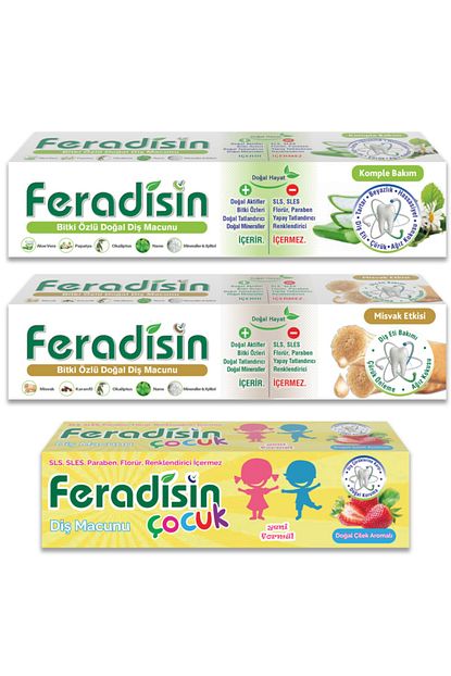 Feradisin 3 Lu Eko Paket Komple Bakim Misvak Etkisi Cocuk Bitkisel Dis Macunu 2 Adet 75 Ml 1 Adet 50 Ml Trendyol