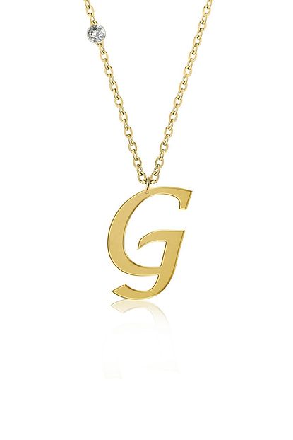Demas Gold Pirlanta 14 Ayar Altin G Harfi Kolyelik Trendyol