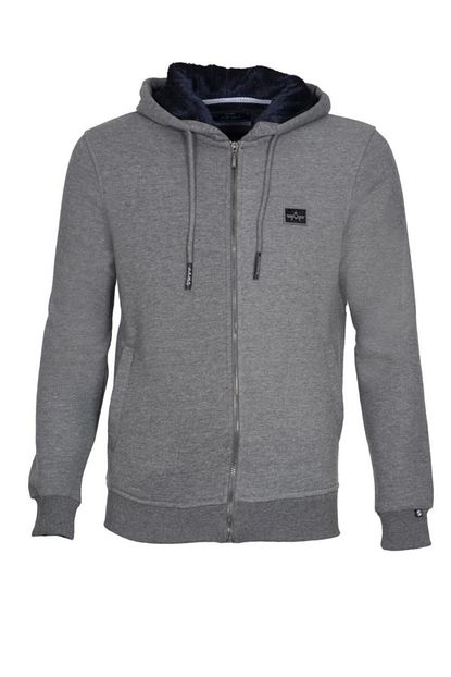 Arma Erkek Gri Basic Kurklu Logolu Fermuarli Kapsonlu Sweatshirt Trendyol