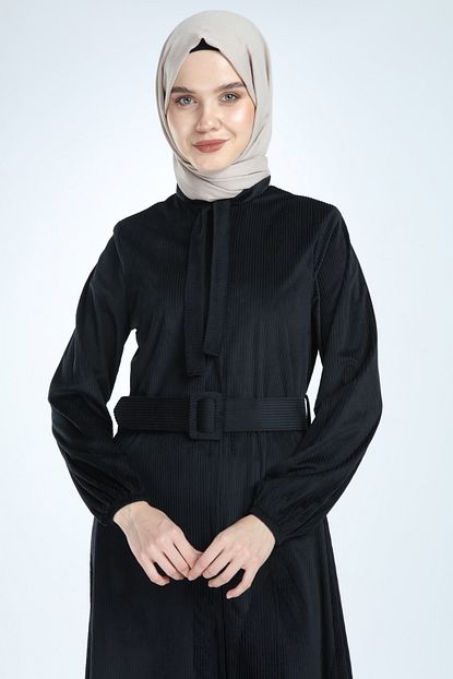 Jamila Fularli Kolu Lastikli Ferace Siyah Trendyol