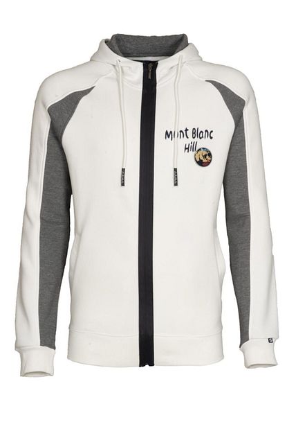 Arma Erkek Beyaz Parcali Baskili Fermuarli Kapsonlu Sweatshirt Trendyol