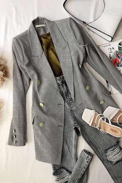 My Love Butik Kadin Renkli Blazer Ceket Trendyol