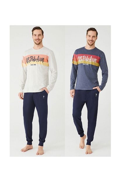 U S Polo Assn Us Polo Assn Sifir Yaka Erkek Pijama Takimi 18353 Trendyol