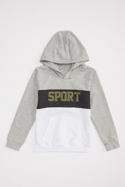Defacto Erkek Cocuk Baskili Renk Bloklu Sweatshirt Trendyol
