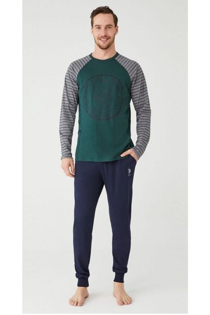U S Polo Assn U S Polo Yesil Erkek Pijama Takimi 18361 Trendyol