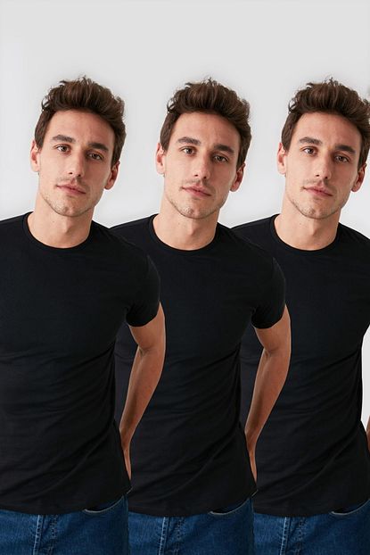 Trendyol Man Siyah Erkek Basic 3 Lu Tek Renk Paket Slim Fit T Shirt Tmnss19bo0006 Trendyol