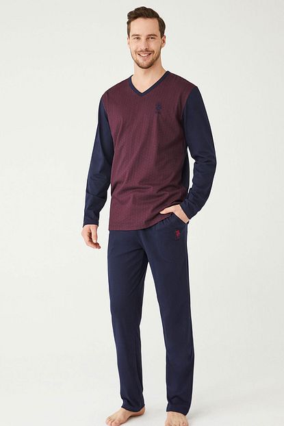 U S Polo Erkek Murdum V Yaka Pijama Takim Trendyol