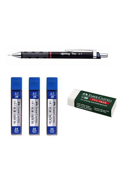 tikky versatil kalem 0 7 mm 3 adet faber castell 75 mm 2b 0 7 mm 24 lu tup silgi hediye