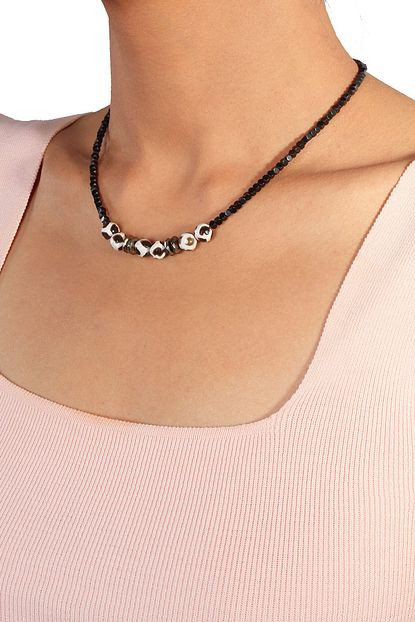 Jineps Akik Hematit Dogal Tas Kolye Siyah Renk 40 Cm Trendyol