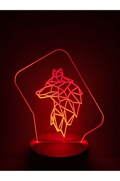 Tablo Art House 3d Led Lamba Masa Lambasi Gece Lambasi Kurt3 Kirmizi Trendyol