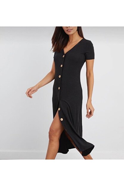 lalem dugmeli siyah elbise fiyati yorumlari trendyol