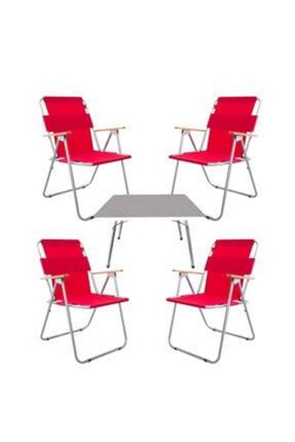marketonya 45x60 beyaz katlanir masa 4 adet kirmizi kamp sandalyesi katlanir sandalye piknik plaj sandalyesi fiyati yorumlari trendyol