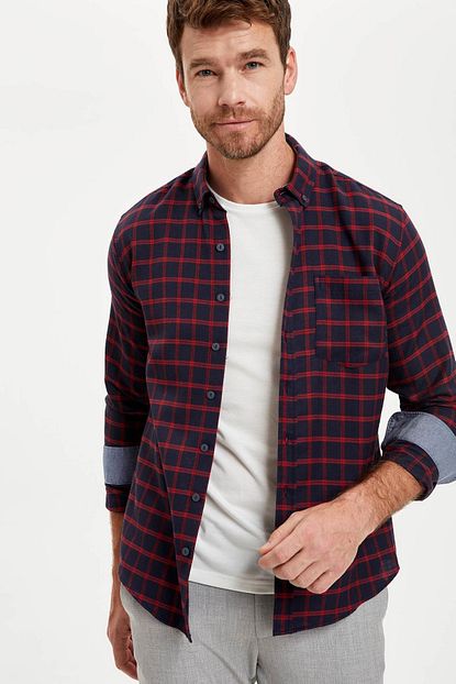 Defacto Erkek Red Uzun Kollu Modern Fit Gomlek R5013az20au Trendyol