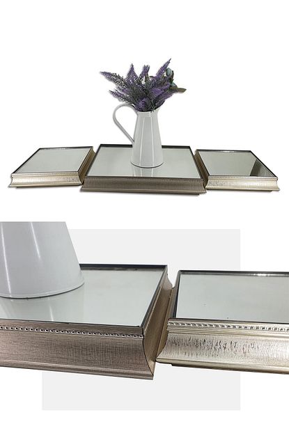 E Decor Jardinyer Yukseltici Aynali Gold 3 Lu Sunum Seti Trendyol