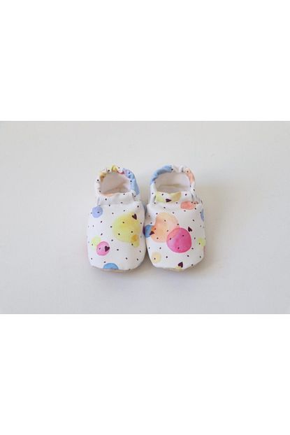 Minihi Collection Kiz Bebek Beyaz Desenli Kaydirmaz Taban Patik Trendyol