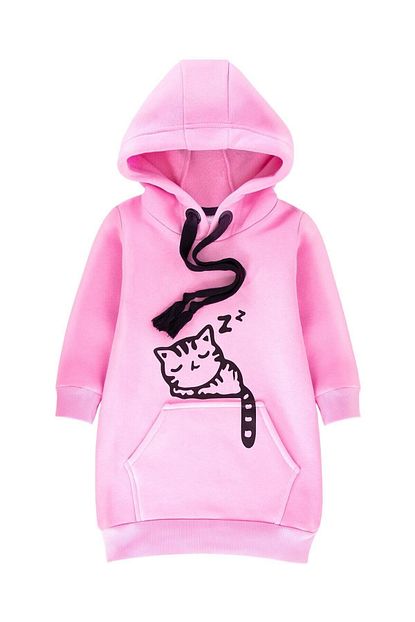 Liyavera Kiz Cocuk Pembe Mevsimlik Kedi Baskili Sweatshirt Trendyol