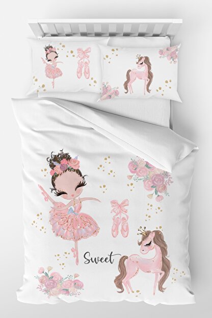 homamia beyaz tek kisilik nevresim takimi unicorn ve balerin fiyati yorumlari trendyol