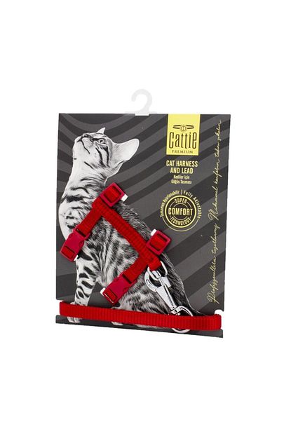 Petzanya Cattie Dokumadan El Yapimi Kedi Gogus Gezdirme Takimi 1x25 40 Cm Red Trendyol