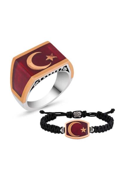 Ouis Silver Gumus Ay Yildiz Erkek Yuzuk Bileklik Kombini Trendyol