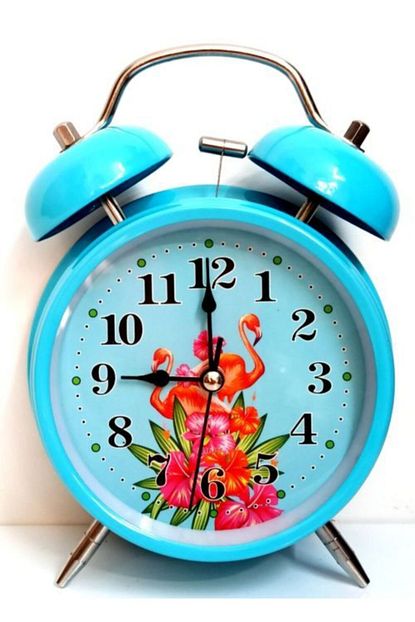 Mixperi Mavi Flamingo Quartz Nostaljik Isikli Zilli Alarm Calar Saat Mavi Flamingo Masa Saati Trendyol