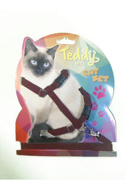 Ozay Pet Teddy Kediler Icin Gezdirmeli Bordo Gogus Tasmasi Trendyol