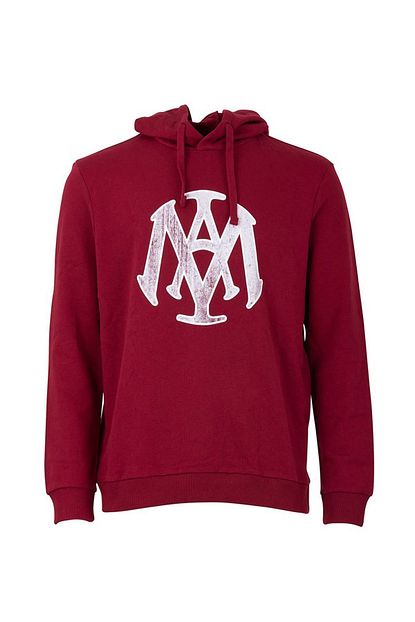Kapusonlu Kirmizi Sweatshirt Mavi