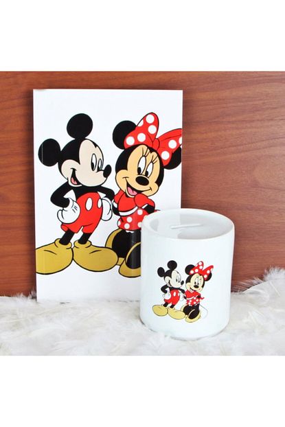 Hediyekanali Mickey Mouse Gunluk Hatira Defteri Ve Kumbara Hediye Seti Trendyol