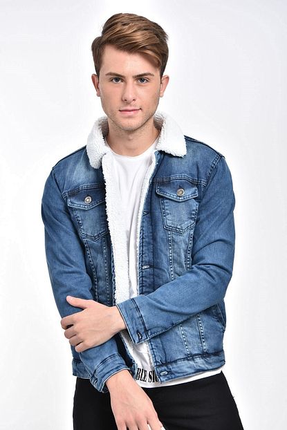 Lose Jeans Erkek Mavi Cift Cepli Kot Ceket Trendyol