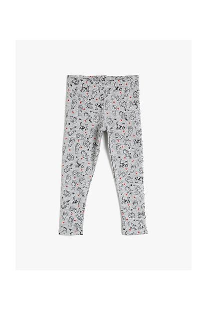 Koton Kids Gri Desenli Kiz Cocuk Tayt Trendyol