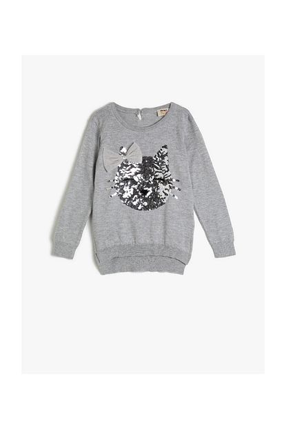 Koton 21kkg97347ot Kiz Cocuk Kazak Gri Trendyol