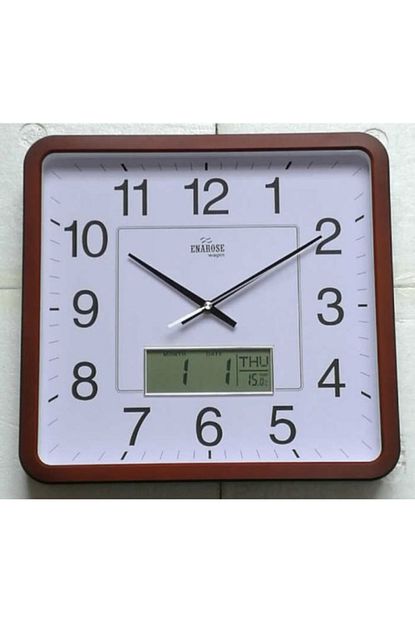 Enarose Kahverengi Takvimli Duvar Saati A1104 Coffee Lcd Trendyol