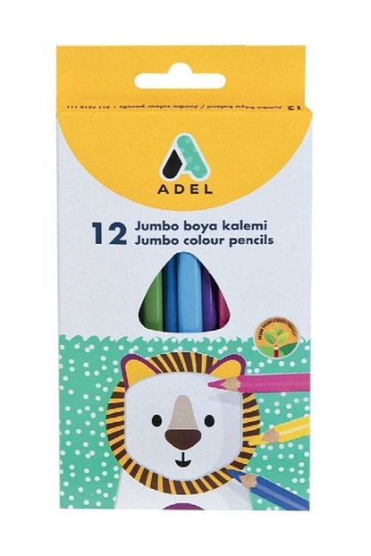 Adel Jumbo Ucgen Kuru Boya Kalemi 12 Renk Tam Boy Trendyol