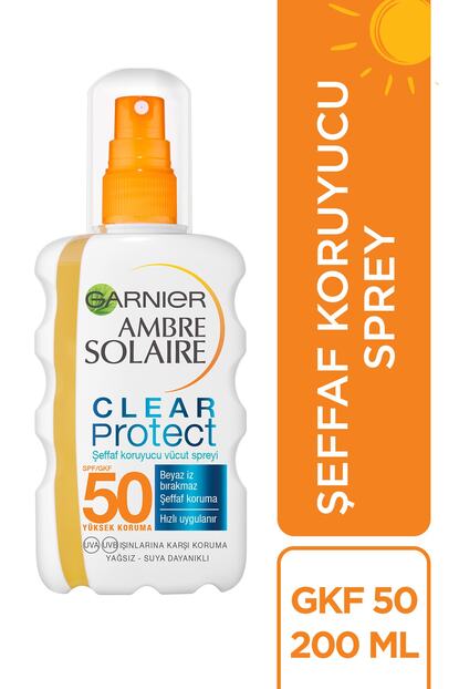 garnier ambre solaire clear protect seffaf gunes koruyucu vucut spreyi gkf50 200ml fiyati yorumlari trendyol