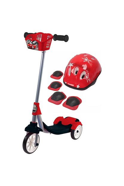 Furkan Toys Can Oyuncak Frenli Cocuk Scooter Kirmizi Kask Setli Trendyol