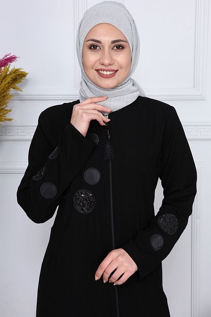 Moda Cizgi Buyuk Beden Ferace Ay Baski Detay 0101 Siyah Fiyati Yorumlari Trendyol