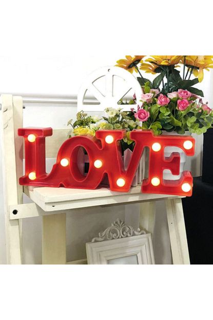 Erdemshop 3d Led Gece Lambasi Kirmizi Gun Isigi Love Love Isik Dekorasyon Trendyol