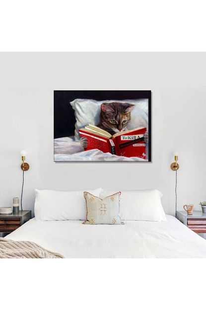 Pablofi Lucia Heffernan Kitap Okuyan Kedi Yagli Boya Reproduksiyon Kanvas 60 X 80 Cm Trendyol