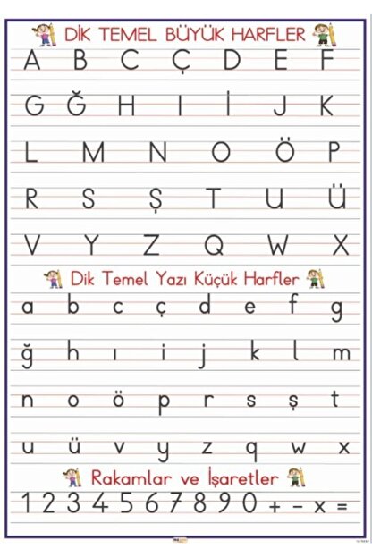 Dik Temel Harfler Bos Defter Sayfasi