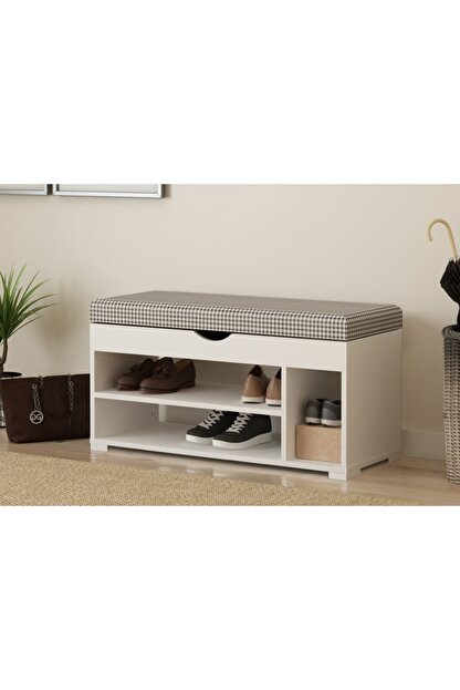 Sanal Mobilya Wesley Rafli Puflu Ayakkabilik Mat Beyaz Trendyol