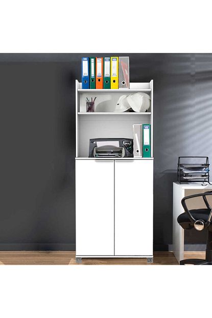 Adore Mobilya Adore Diamond 2 Kapakli Orta Bolmeli 6 Rafli Ofis Dolabi Mdl 07 Pb 1 Lake Beyaz Trendyol