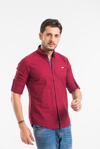Parlement Giyim Erkek Kirmizi Slim Fit Apoletli Gomlek Trendyol