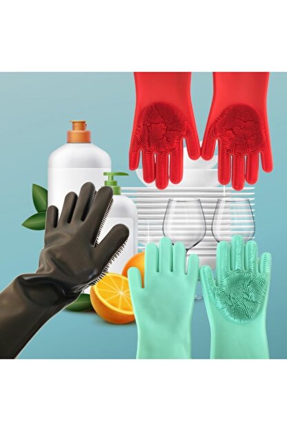 Ankaflex Yesil Silikon Bulasik Yikama Mutfak Banyo Sihirli Temizlik Eldiveni 1cift Trendyol