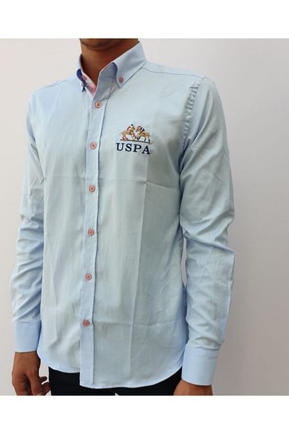 U S Polo Assn Erkek Acik Mavi Slim Fit Gomlek Trendyol
