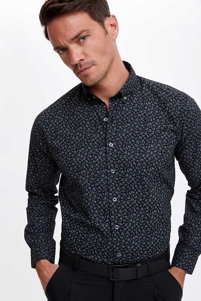 Defacto Erkek Black Red Modern Fit Uzun Kollu Gomlek S0709az20wn Trendyol