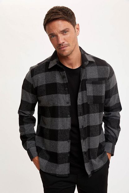 Defacto Erkek Black Red Ekose Uzun Kollu Regular Fit Oduncu Gomlek S1238az20wn Trendyol