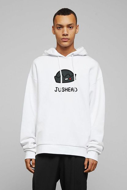 Collage Riverdale Jughead Jones Tumblr Baskili Beyaz Erkek Orme Kapsonlu Sweatshirt Uzun Kol Trendyol